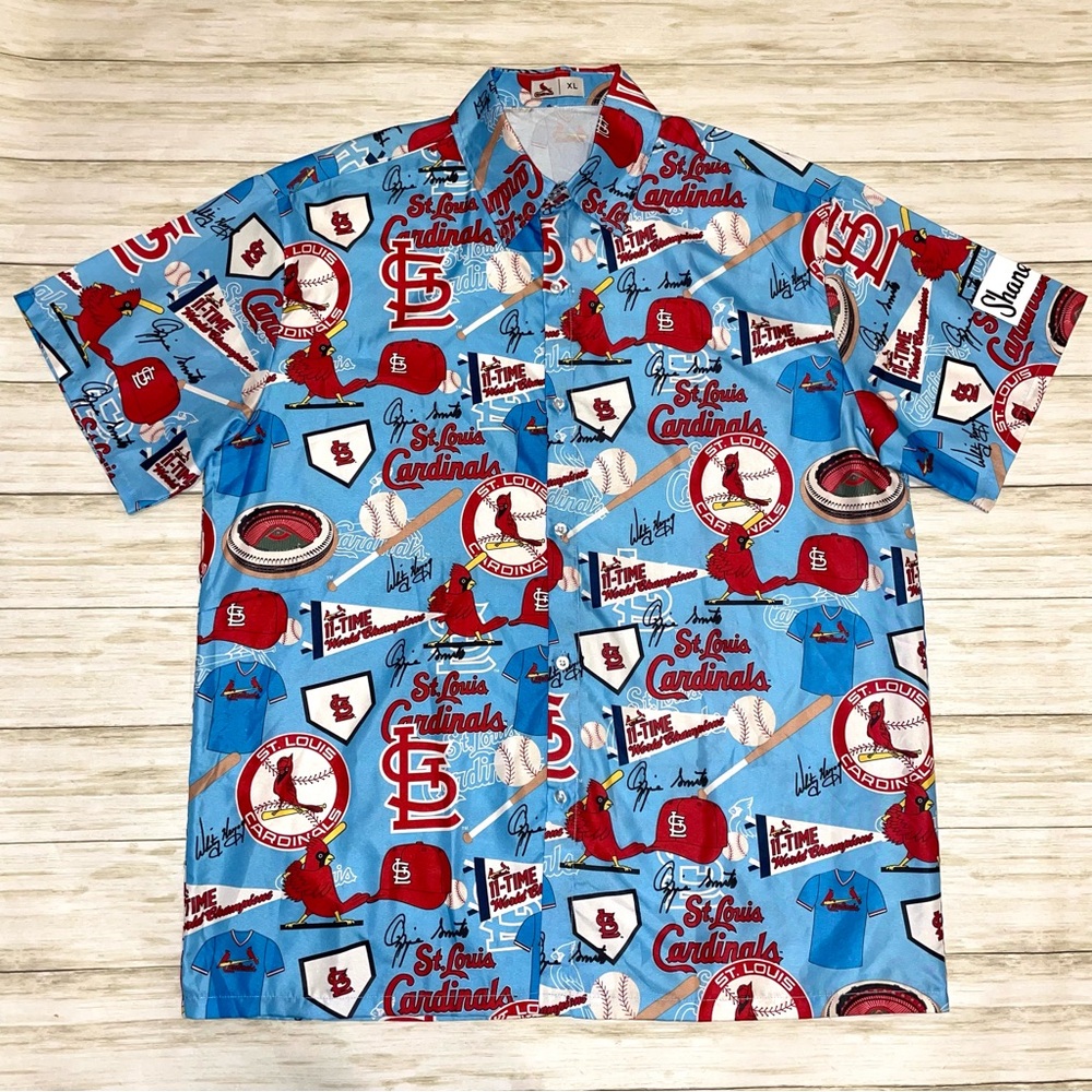 St Louis Cardinals SGA Stadium Hawaiian Floral Button Down Shirt SZ XL ⚾️🔥